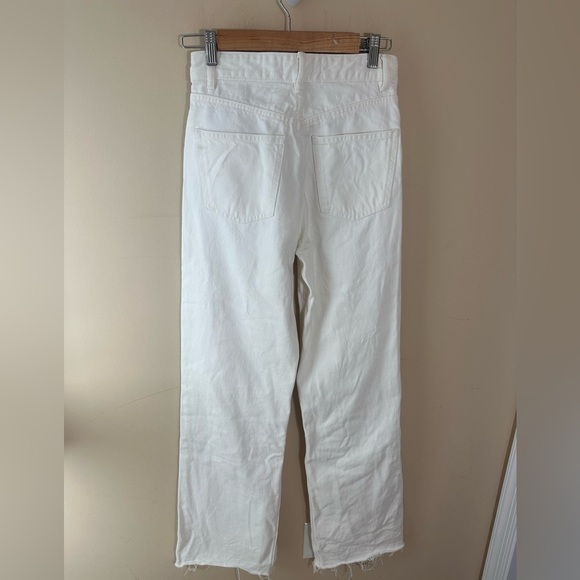 Zara High Waist White denim Wide Leg Jeans long inseam size 2 - Picture 2 of 9